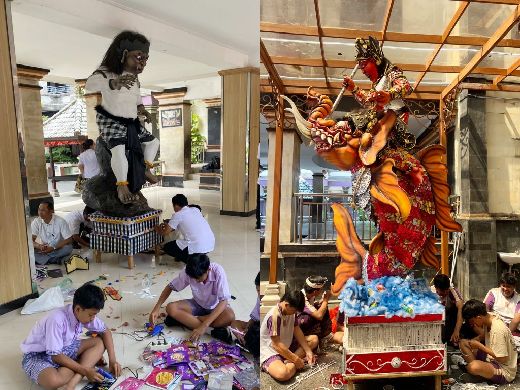 Di Sekolah Widiatmika, Ogoh-Ogoh dari Sampah Bersuara tentang Krisis Alam